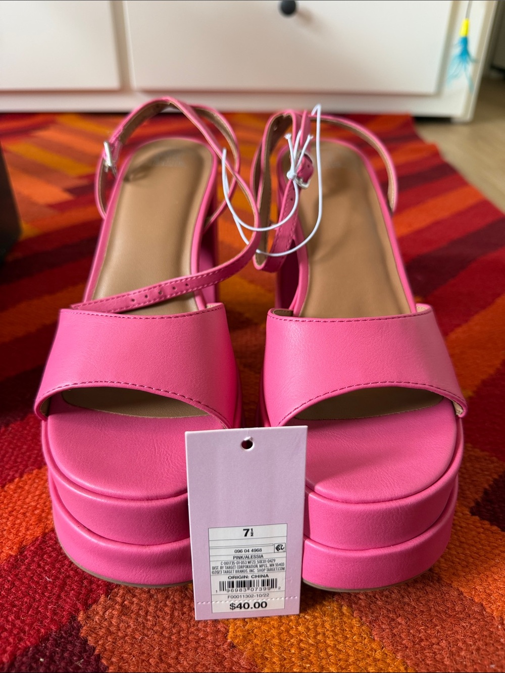 wild fable Hot Pink Platform Sandals with Ankle Strap